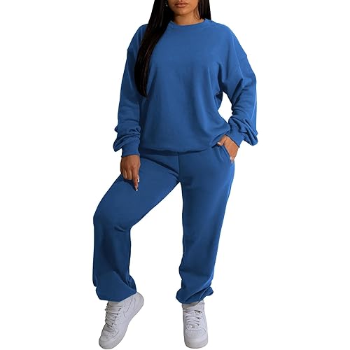 Nimsruc Two Piece Outfits For Women Sweatsuits Sets Casual Long Sleeve Pullover Pocket Jogging Suits Matching Clothing