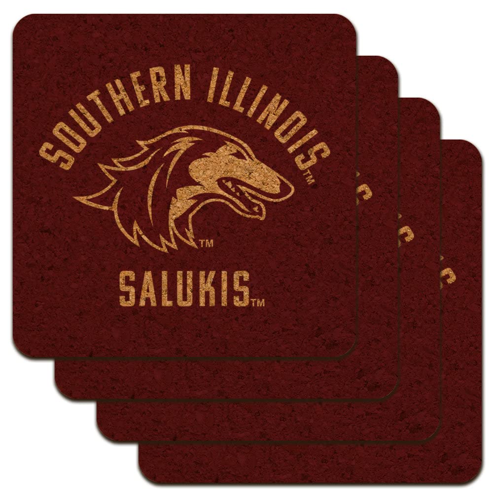Southern Illinois Saluki Low Profile Novelty Cork Coaster Set