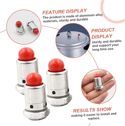 Miniatura 8 de VILLCASE 4 piezas de seguridad para olla a presión, válvula universal para olla de presión, resistente a altas temperaturas, fácil de instalar y Cle