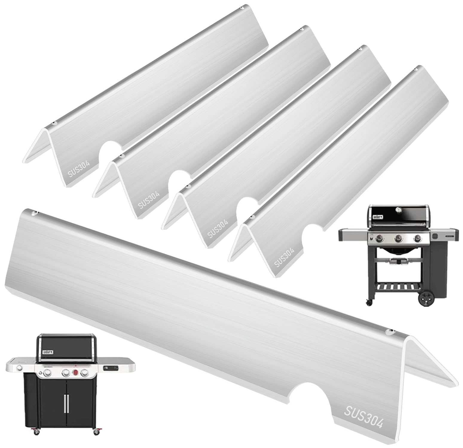66032 GS4 Genesis 2 Barres aromatisantes pour Weber 3 brûleurs GS4 Genesis II / LX 300 SER E310 E315 E335 S310, Genesis 300 (2022 YRS), Weber 67095 66795,17 1/8'' 3,5 mm Acier inoxydable 04