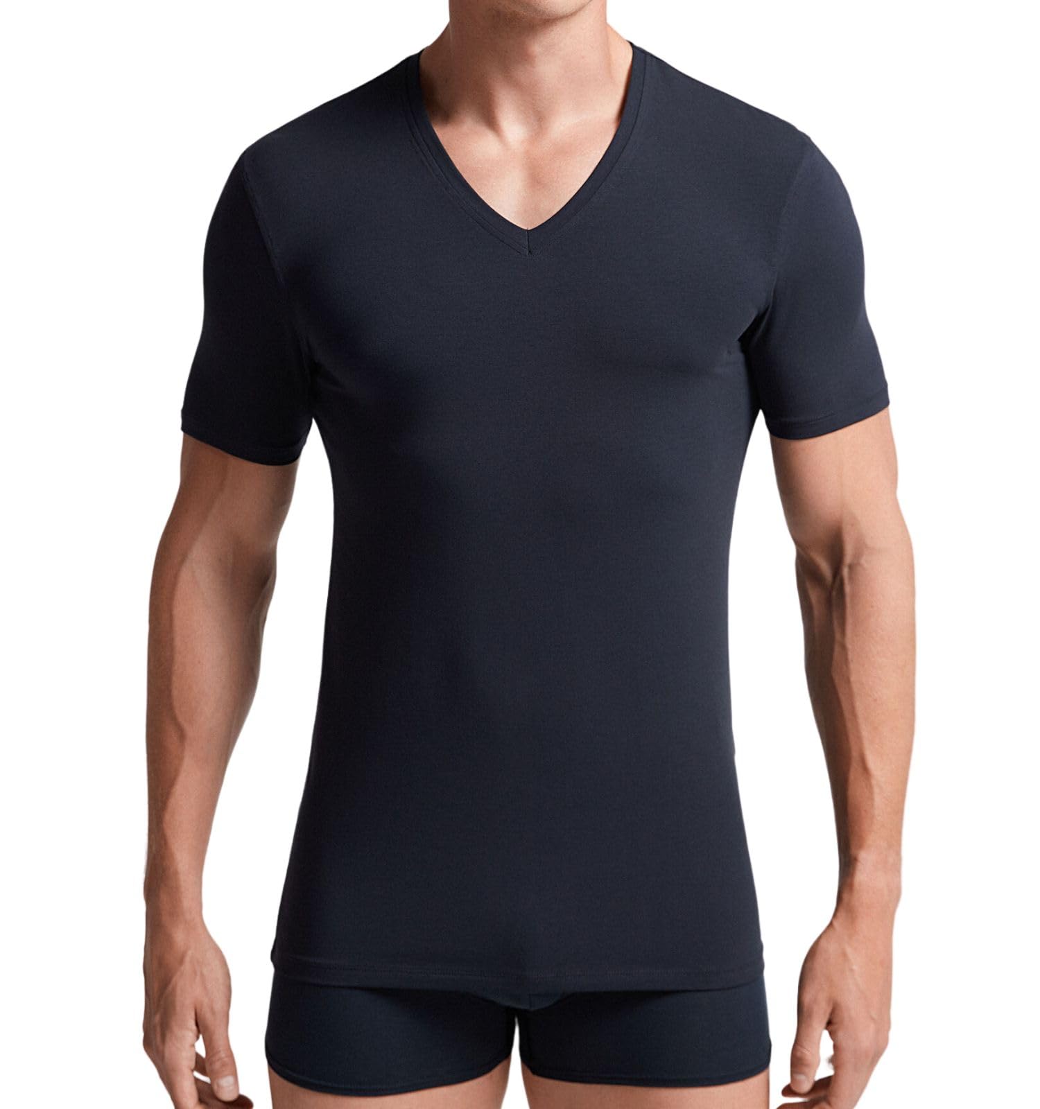 Intimitaly deFonseca - Set 3 Magliette Intime Uomo Cotone Pettinato Girocollo e Scollo V T Shirt Finissima Cuciture Piatte Intimo Maglietta Uomo Nera Bianca e Colorata