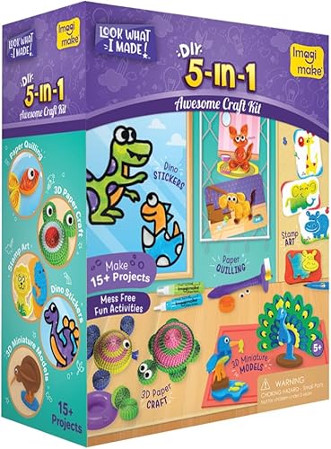 Imagimake Awesome Craft Kit - Kit de juegos creativos y de bricolaje 5 en 1 para niños a partir de los 5 años