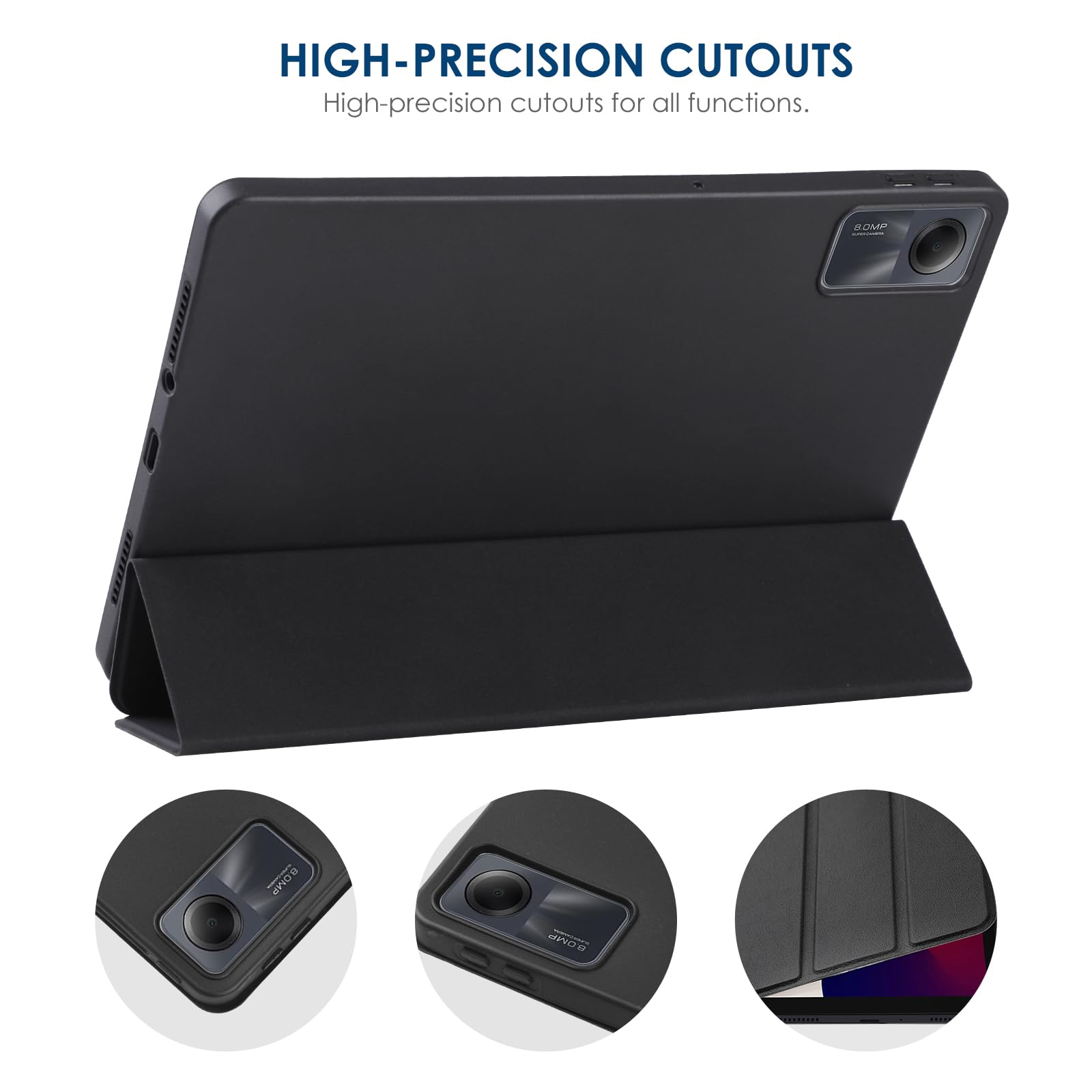 Coque Magnétique Pour Xiaomi Redmi Pad 2 11" (2025) - Cuir PU, Finition Microfibre, Fonction Support - Noir