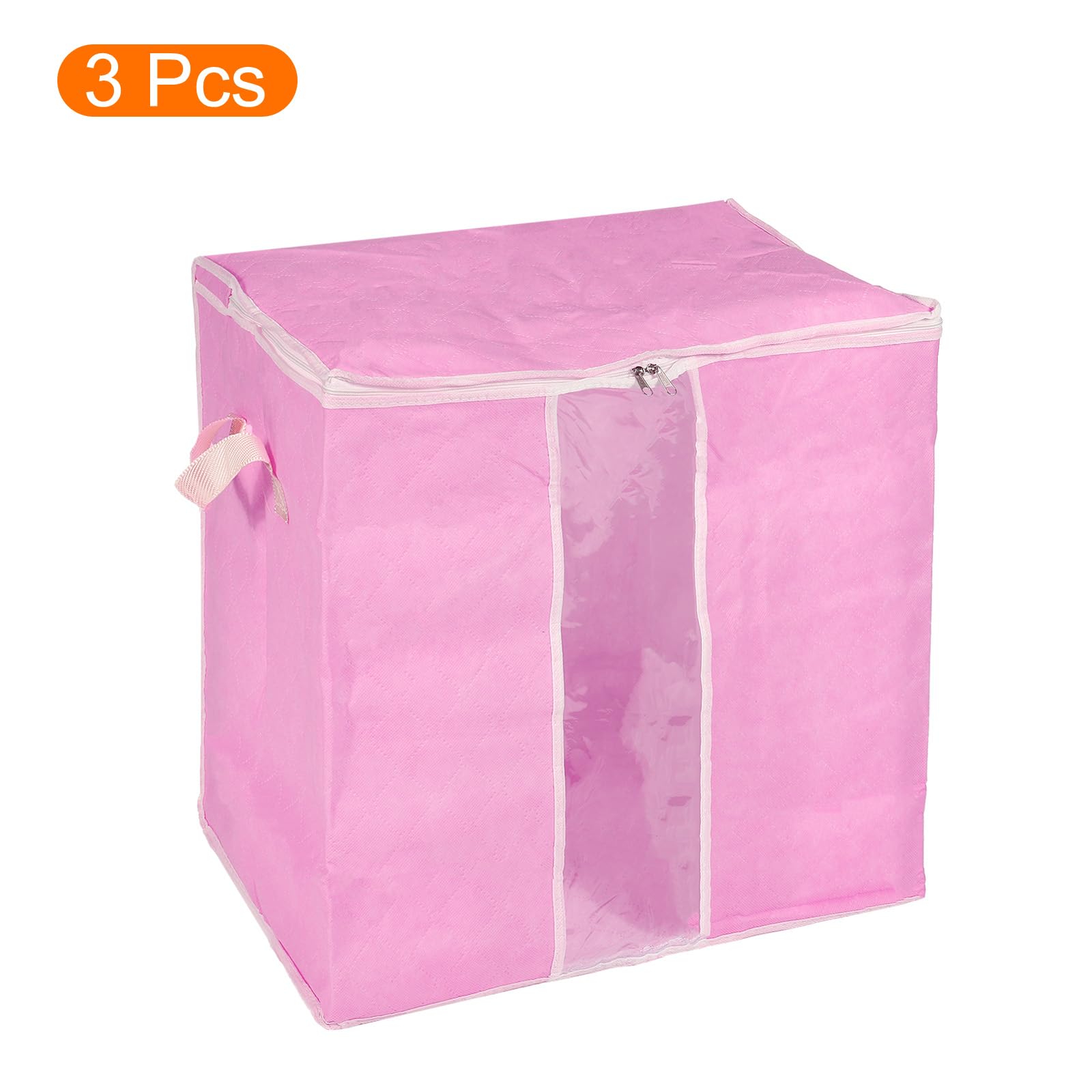 QUARKZMAN Vestiti Conservazione Borsa 3pz Armadio Organizzatore con Rinforzato Manico per Piumini Lenzuola Abbigliamento Cuscini Pieghevole con Robusto Cerniera-Rosa