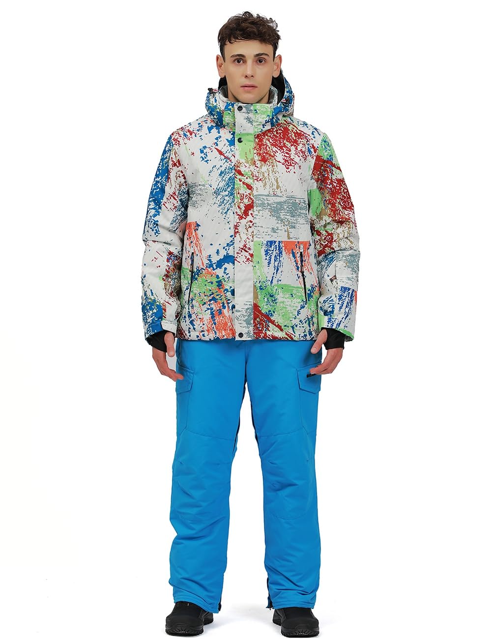 HOTIAN Giacca da sci da Uomo e pantaloni Set, Uomo invernale Calda,Pantaloni Da Sciimpermeabili E Cappotto,per Il Lavoro All'aperto Sci Pesca Equitazione Moto