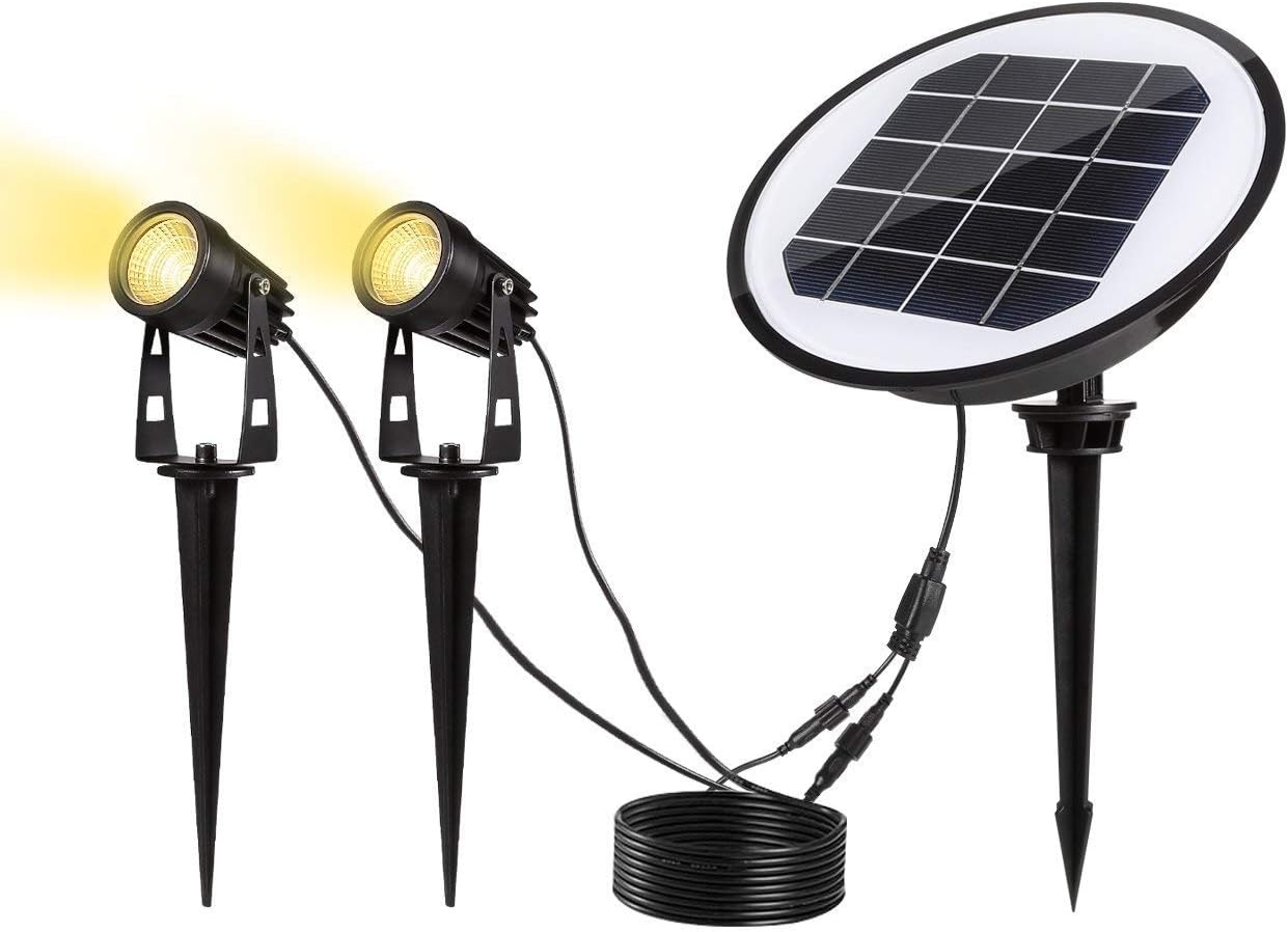 Solar Landscape Lights Outdoor, 2Pack Solar Spotlights Waterproof IP65 Solar Spot Lighting Warm White, Wall/Landscape Solar Lights with Auto On/Off Sensor for Garden Yard Patio Pathway