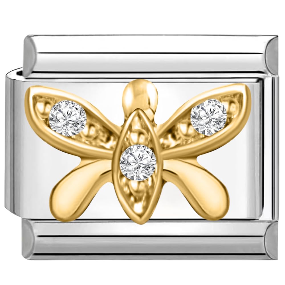 Quiges - 9mm Italian Style Charm Link Module Stainless Steel Butterfly for Italian Style Bracelets