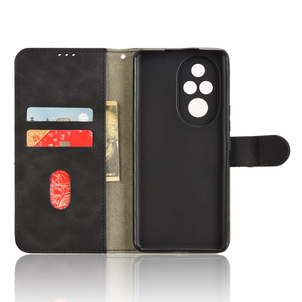 HAOYE Leather Folio Cover per Huawei P60 Pro / P60 Cover, PU + TPU Leather Wallet Cover, Premium Filp Case Custodia in Pelle Portafoglio con Funzione Stand, Rosso