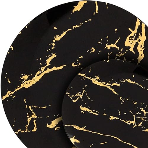 Miniatura 2 de Gold Stroke - Platos llanos negros de 10.25 pulgadas 50 unidades
