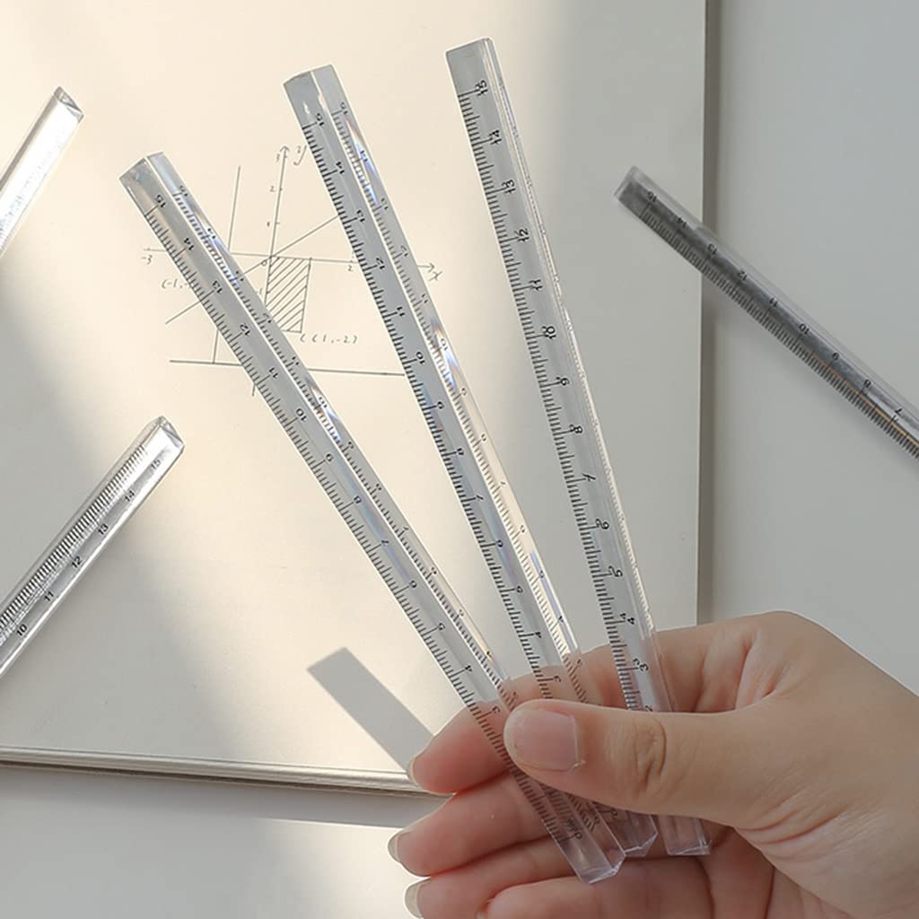 Transparent Triangular Ruler,Clear Acrylic Straight Ruler Three-Sided Ruler Measuring Tool Lightweight for Office School - Image 5
