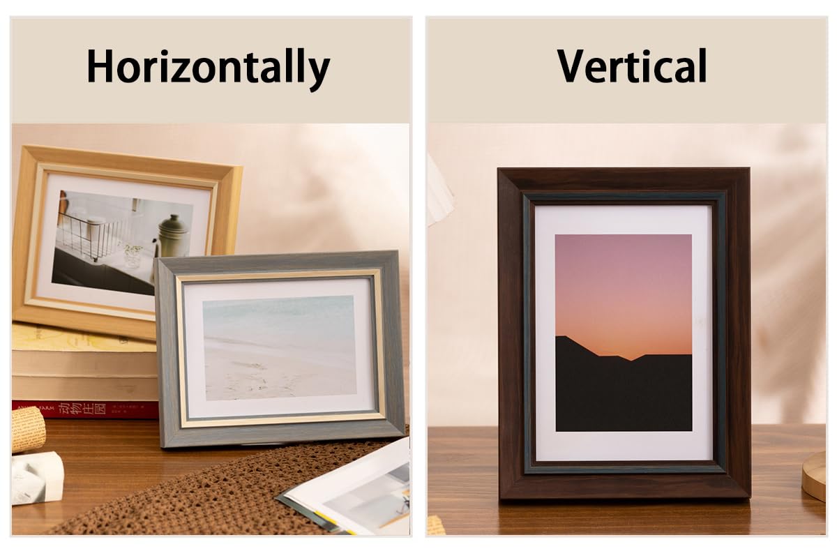 Personalised Photo Frame Solid Wood Shabby Chic Picture Frames with Picture Mount for 8x6 inch Photo (Dark Brown,8") - Image 2