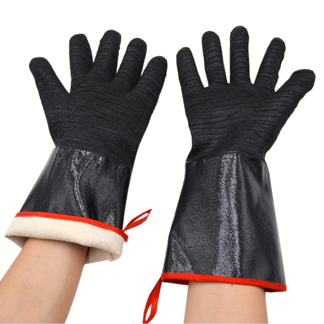 Guantes de barbacoa Guantes de fuego largo y resistentes a los guantes resistentes al fuego resistente al aceite y al agua para la barbacoa (medio 17.7) Uso del hogar de verano