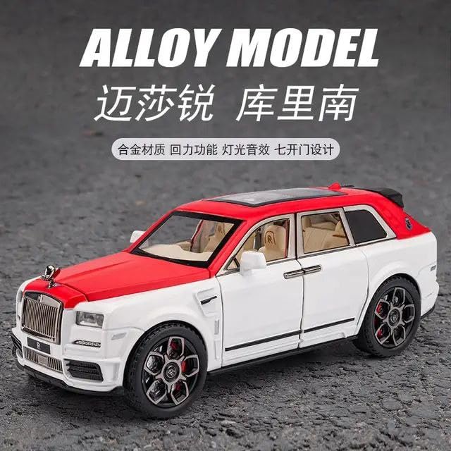 Image of Metal Pull Back Diecast Car SUV 1:22 Big Rolls Royce CULLINAN Pull Back Car Model with Sound Light Boys Gifts Toys for Kids【Pack of 1】,multicolor