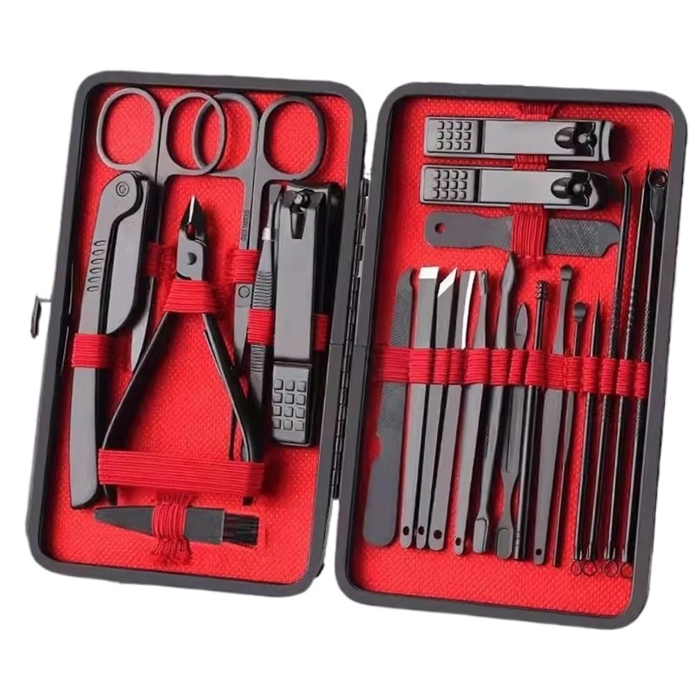 Kit per Manicure, tagliaunghie Nero, Set Completo per Uomo, Scatola, Aghi per Acne, scanalatura, Coltello Speciale per Pedicure, Strumenti per Uso Domestico e da Viaggio.