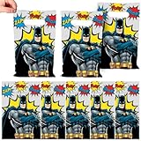 Batman Heroes Unite Folded Loot Bags - 9' x 6.5' (8 Pcs) - Multicolor Plastic Party Favor Bags for Kids Birthdays & Parties