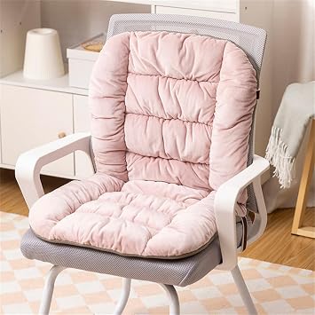 Plush Chair Cushion with Ties - Soft Seat Pad Backrest for Dorm, Desk, Rocking Chairs Light Pink