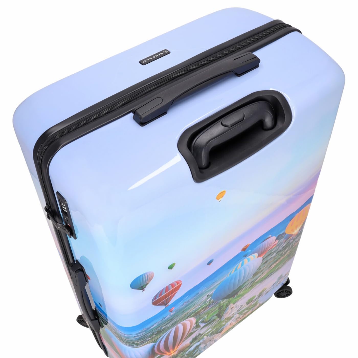 Reisetrolley STONEWOOD 4W | Koffer mit Vier Rollen | stabile ABS Hartschale und TSA Zahlenschloss | Trolley mit Reißverschluss | mit modernem Foto Motiv (Ballon, L - großer Koffer)