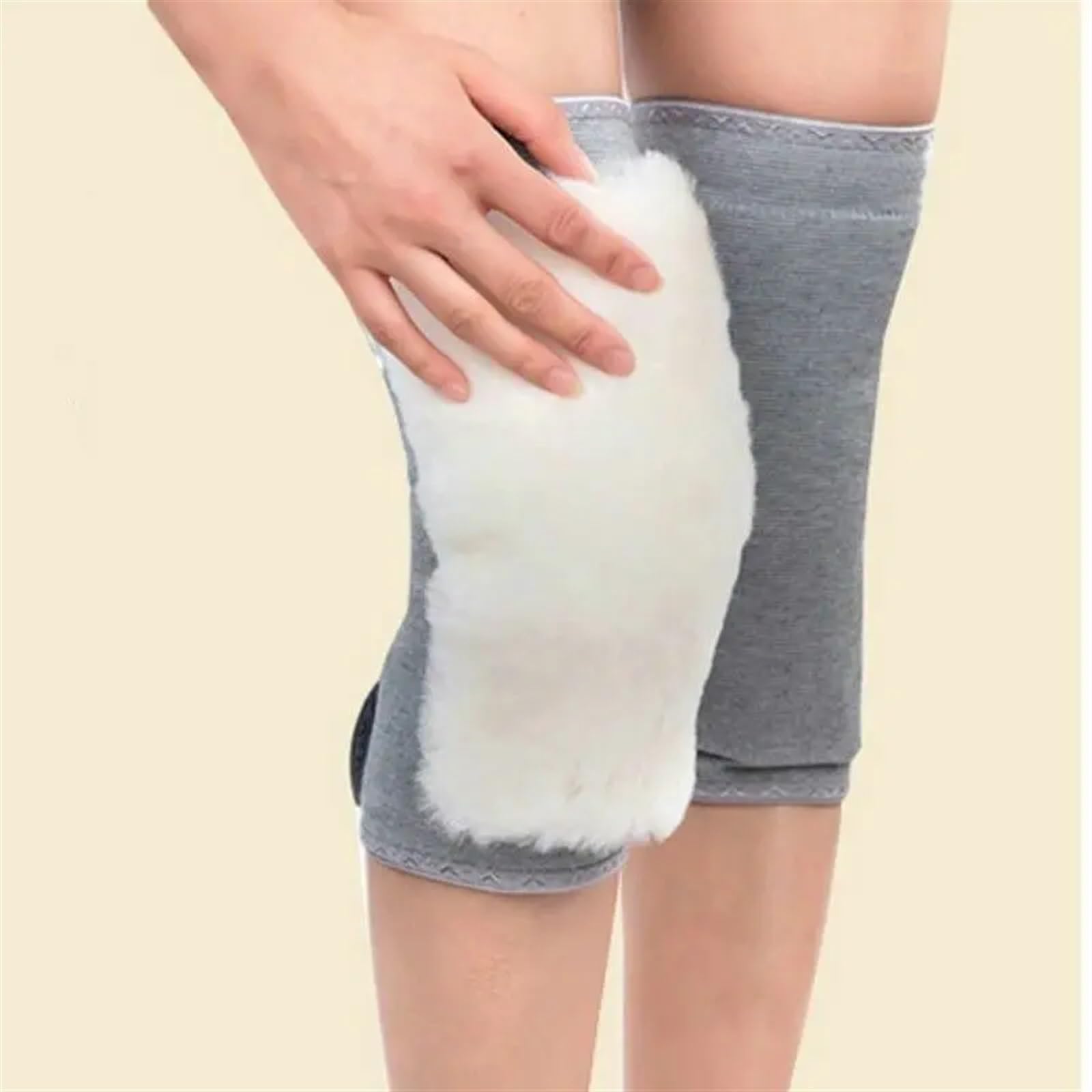 Scaldamuscoli Uomo Donna Inverno Pelle di pecora Lana Termica Articolazioni del ginocchio Scaldamuscoli Cuscinetti flessibili Protezione Spessa Tinta unita Calore Scaldamuscoli per Ginocchia Artritich