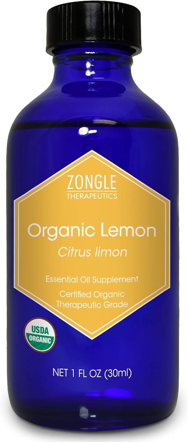 Zongle USDA Certified Organic Lemon Essential Oil, Italian, Safe to Ingest, Citrus