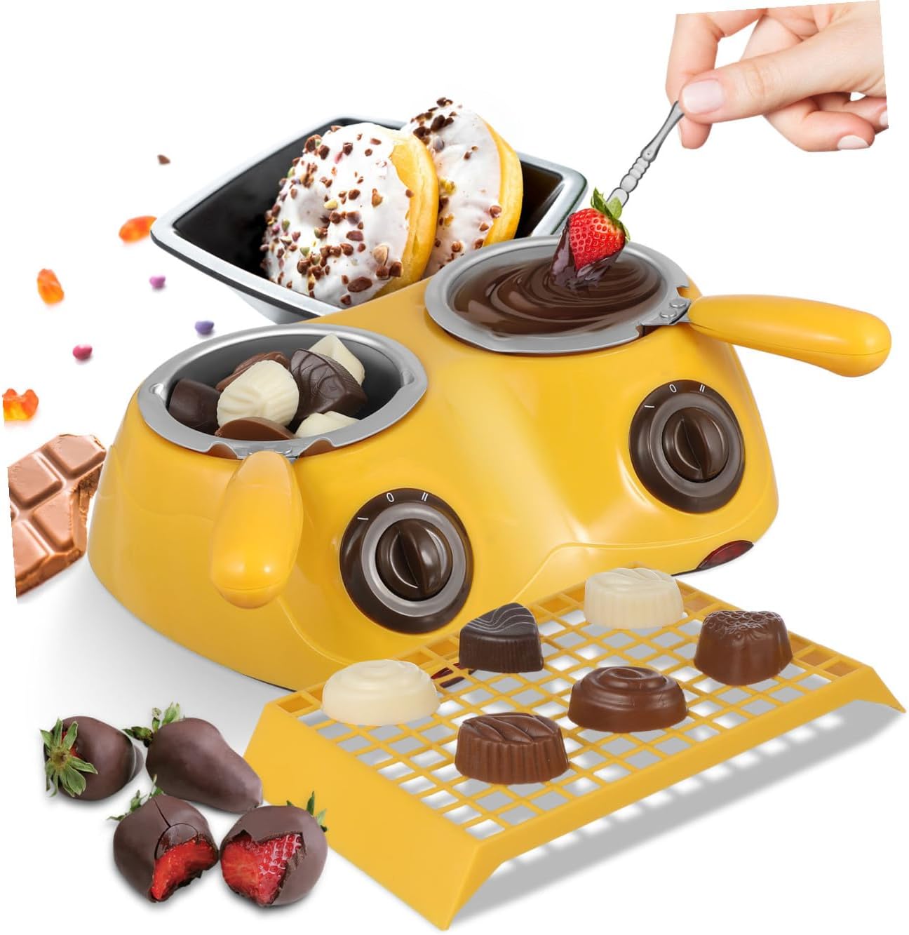 Mikinona 110v Electric Chocolate Melting Pot Double Boiler for Molding Melting Warmer Safe Design Quick Heating Versatile Molds Accessories