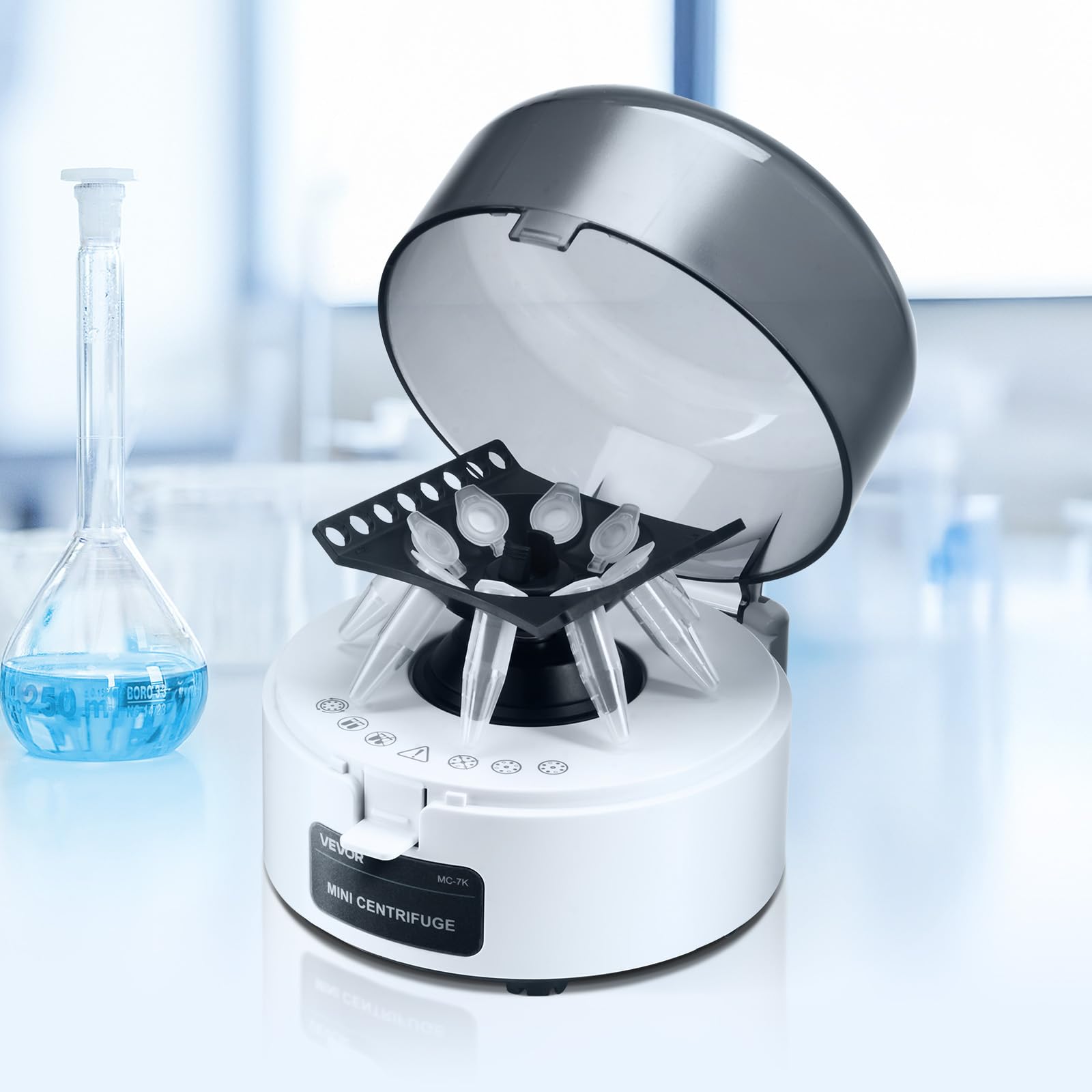 VEVOR Minicentrífuga, Centrífuga Eléctrica de Laboratorio RCF de 3013 xg con Rotor 2 en 1 para Tubos de 0,2/1,5/2 ml, Velocidad Fija de 7000 r/min Bajo Nivel de Ruido para Diversos Experimentos
