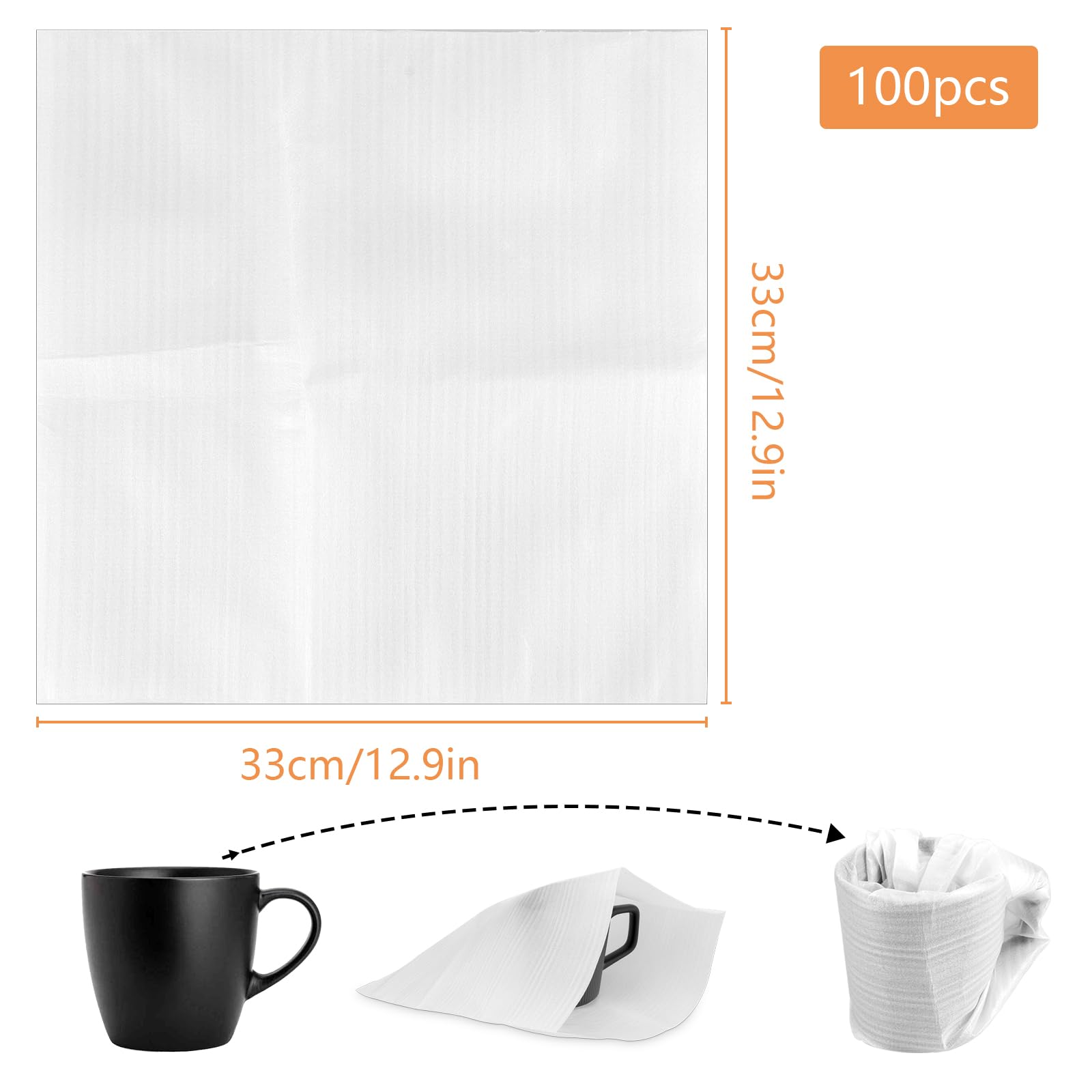 100 Stück Verpackungsmaterial 33x33cm Schaumfolie Umzugsmaterial Luftpolsterfolie Umzugskarton Schaumstoffverpackung Umzug Kartons Verpackung Schaumstoff Beutel für Glas, Möbel, Porzellan, Geschirr
