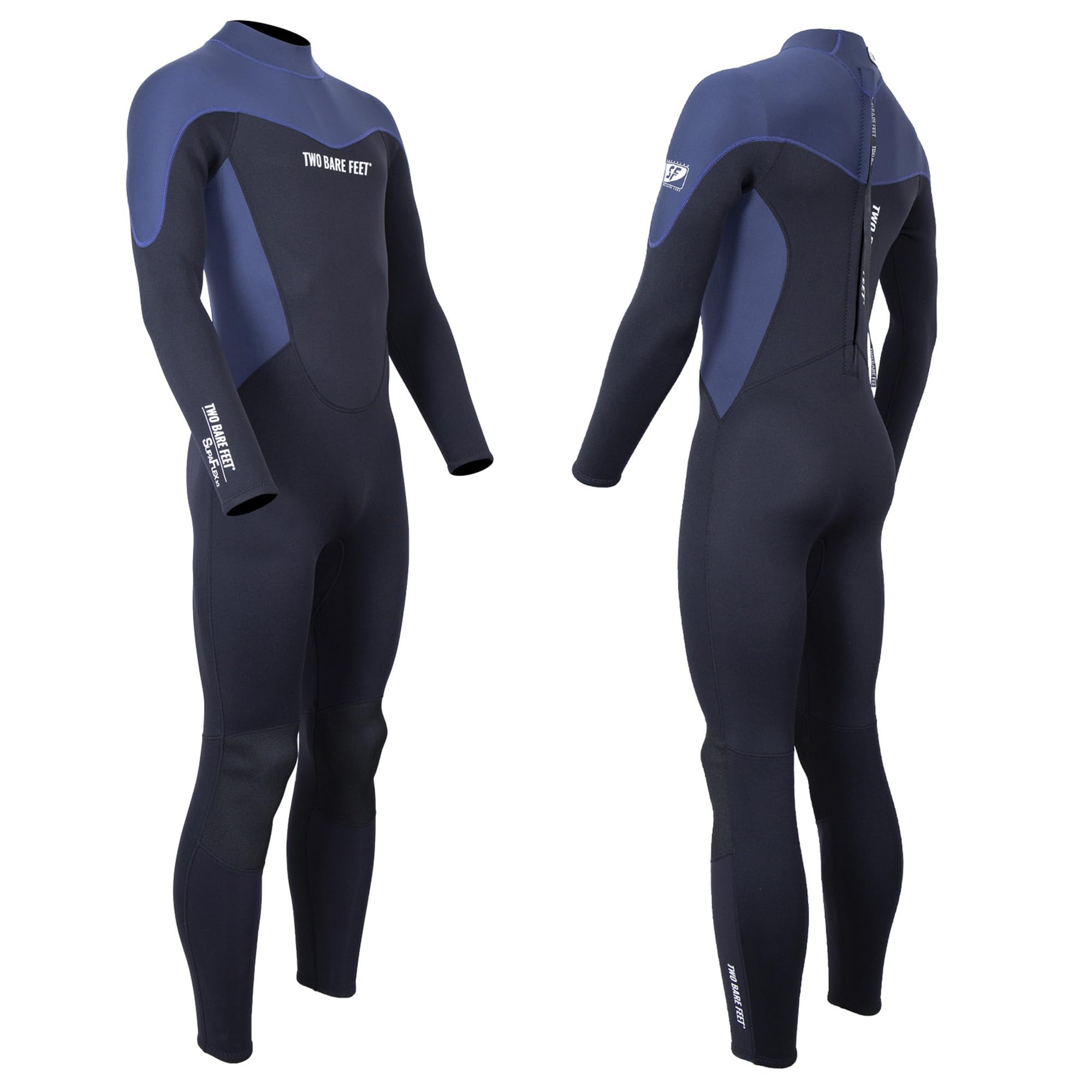 Two Bare Feet SupaFlex Men’s Full Length Wetsuit 3/2mm Superstretch Neoprene Summer Surf Suit with Back Zip – Ideal for Surfing, Paddleboarding, Open Water & Wild Swimming (SupaFlex 3/2mm, Navy, XL) — image 1