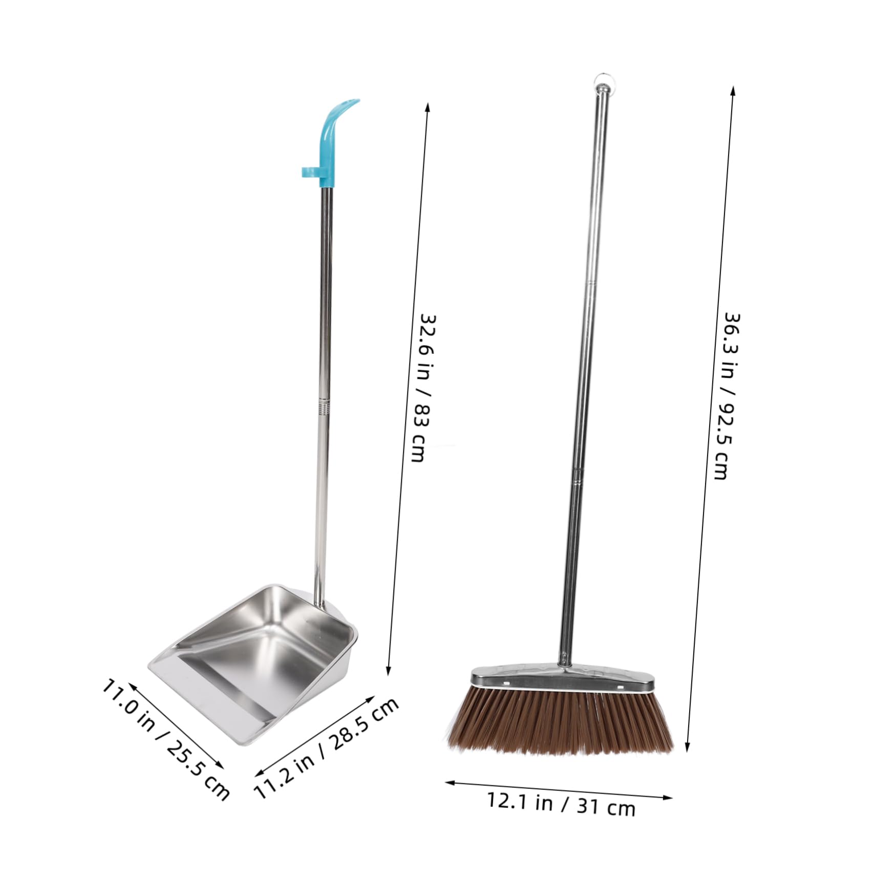 ULTECHNOVO Besen Kehrschaufel Edelstahl Haushalt Mit Langem Griff Ergonomisch Stabil Für Fliesen Boden Reinigung Geeignet College Dorm Essentials