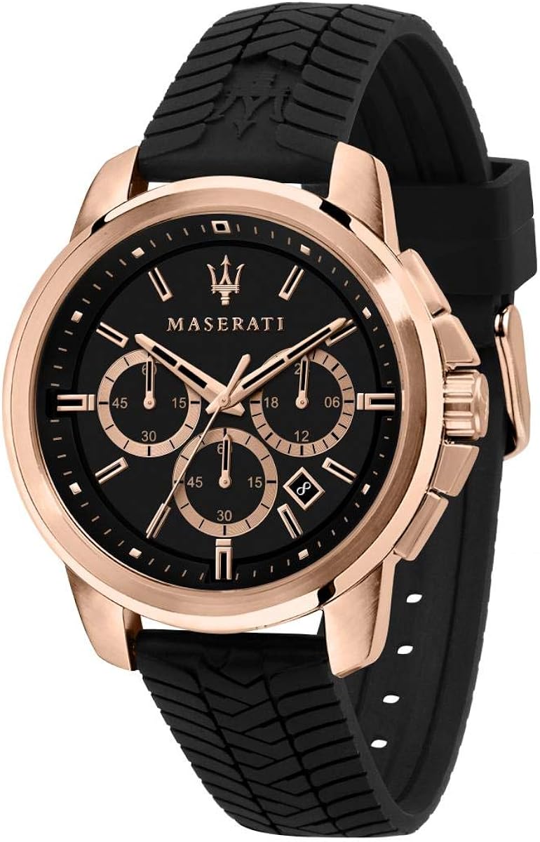 Maserati Reloj para Hombre, Colección Successo, en Acero Inoxidable, PVD Oro Rosa, Silicona, con Correa de Silicona - R8871621012