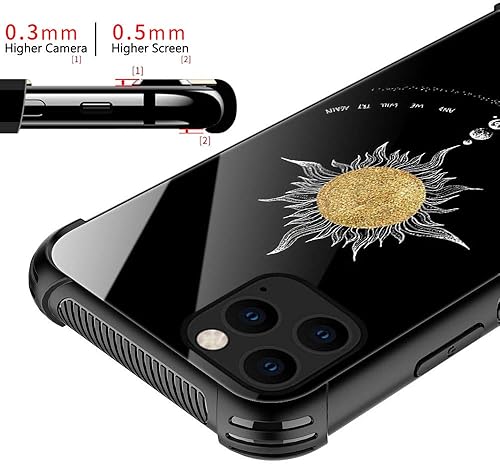 Miniatura 9 de Funda compatible con iPhone 11 Pro, funda de bandera estadounidense en blanco y negro, parte trasera de vidrio templado + funda protectora de TPU de