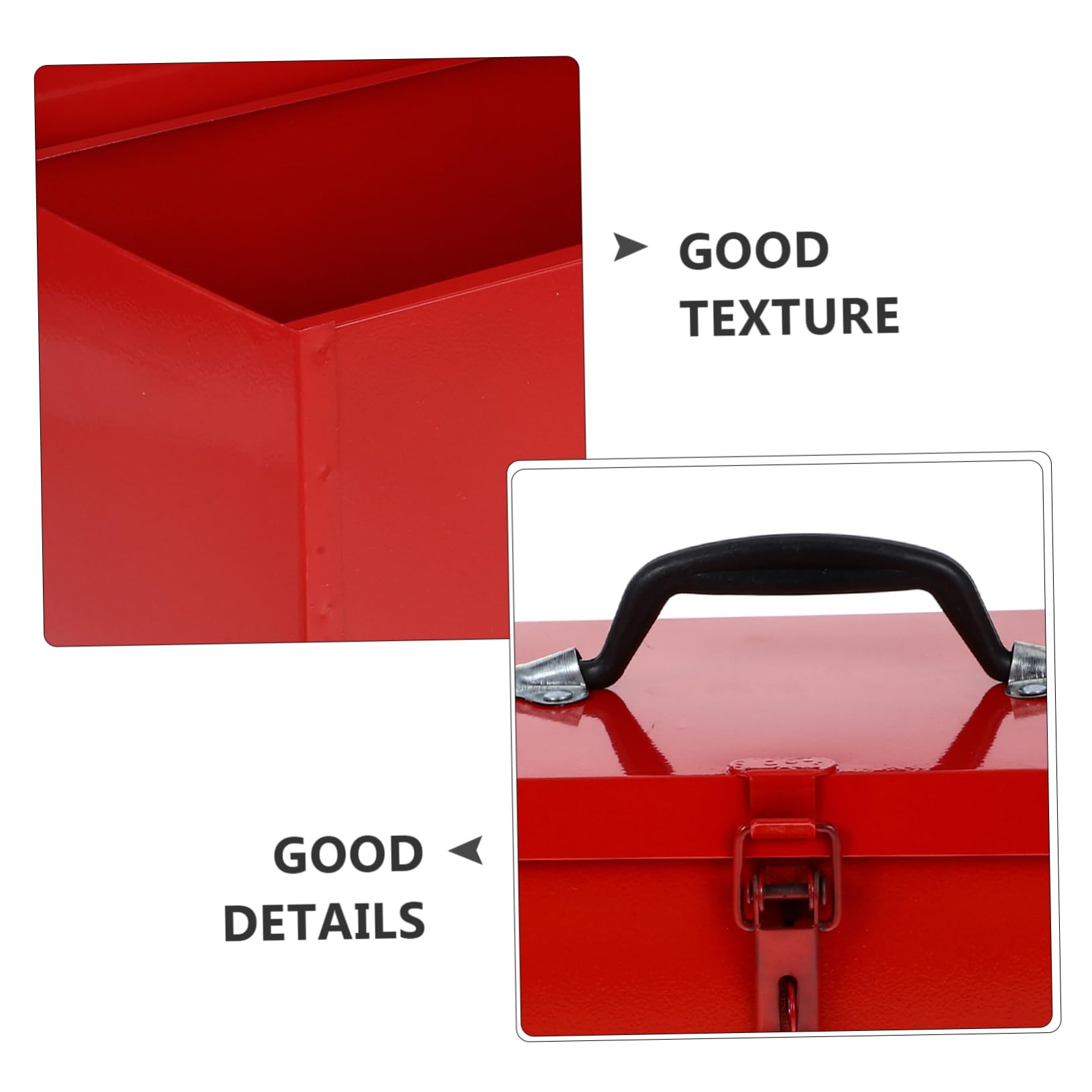 Cassetta Attrezzi Ferro Rossa Portatile, Uso Domestico | Lamiera in Ferro, Alta Capacità e Apertura Facile, Fibbia di Design Ergonomico Stile Casuale