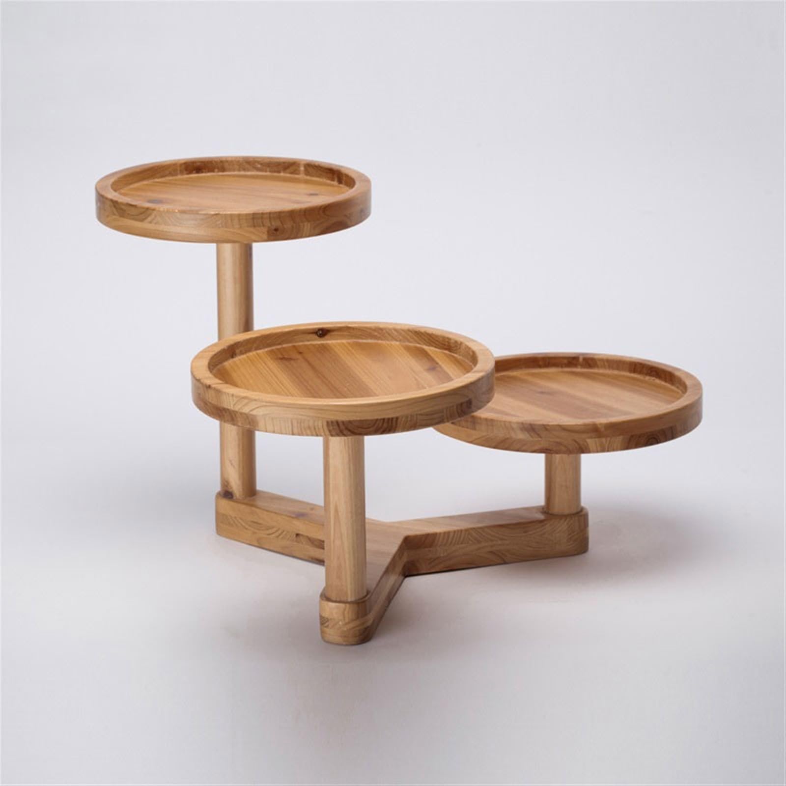 Portatorte Espositore for vassoio rotondo di fascia alta in legno a tre strati for torte da dessert for cupcake for snack frutta