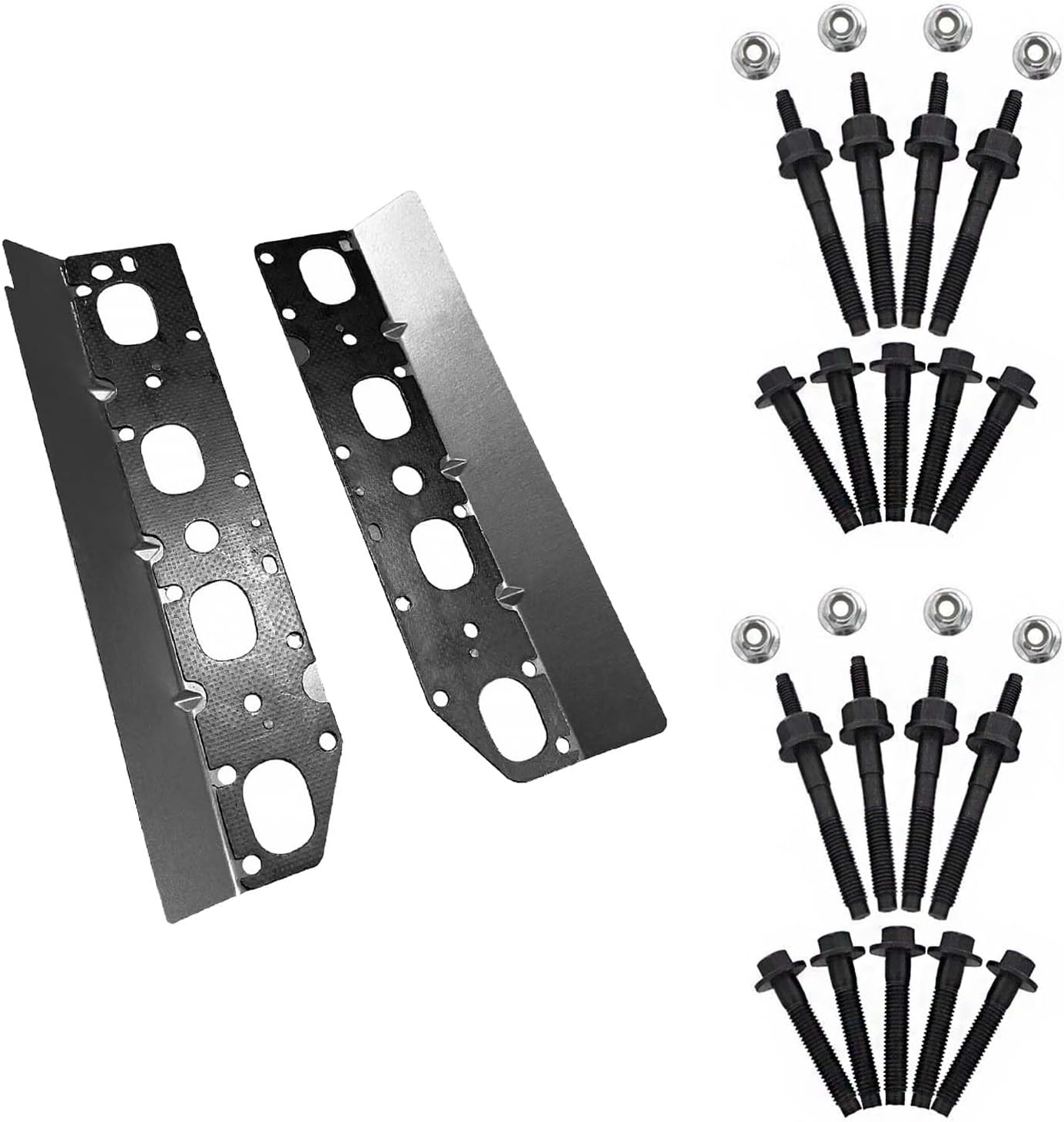 BST BSSP 5.7L Exhaust Manifold Gasket Kit w/Bolts Studs Nuts Set Compatible with 2009-2018 Jeep Dodge Chrysler Ram 1500 2500 3500 5.7 L Hemi