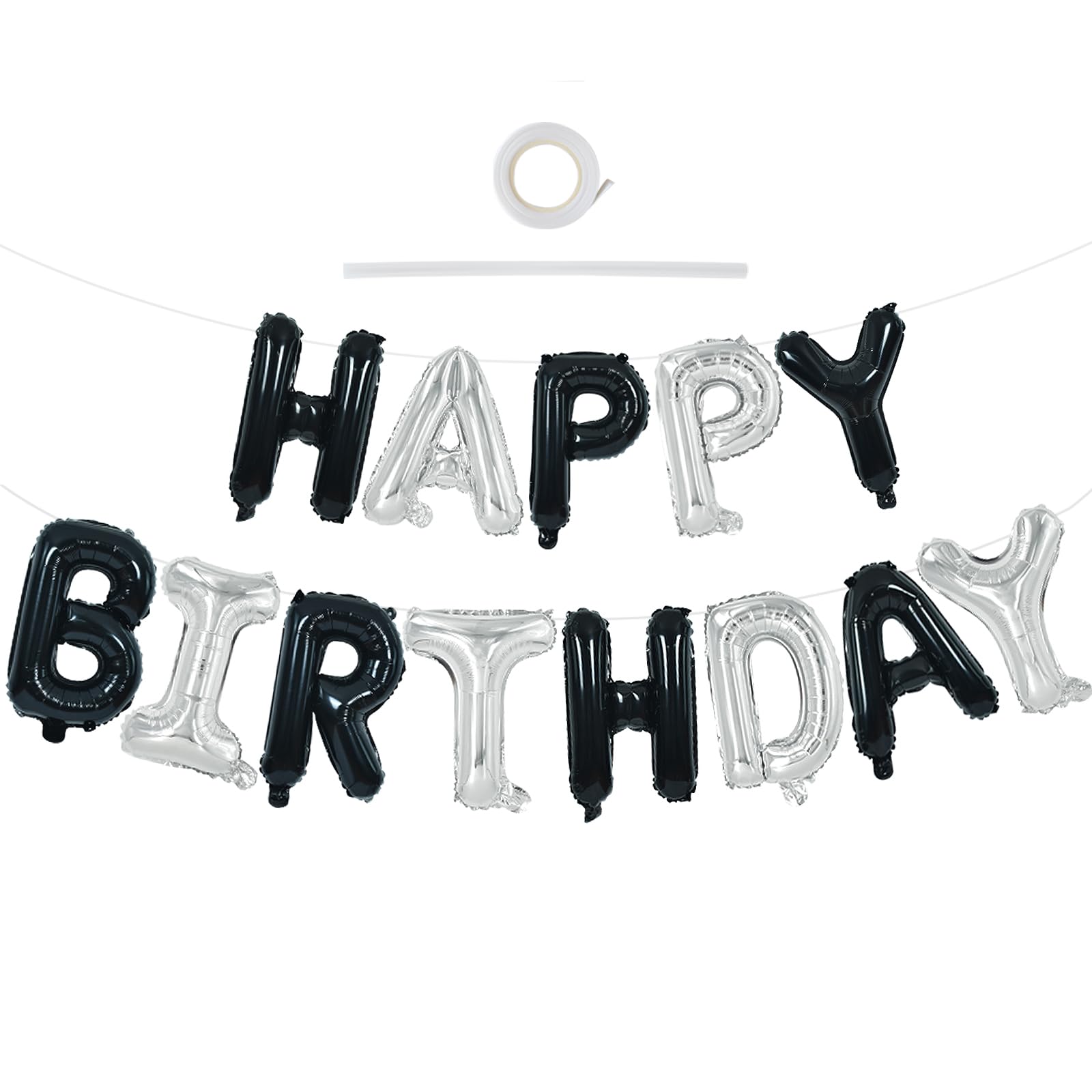 Happy Birthday Balloons Banner - Black Letter Balloons -18