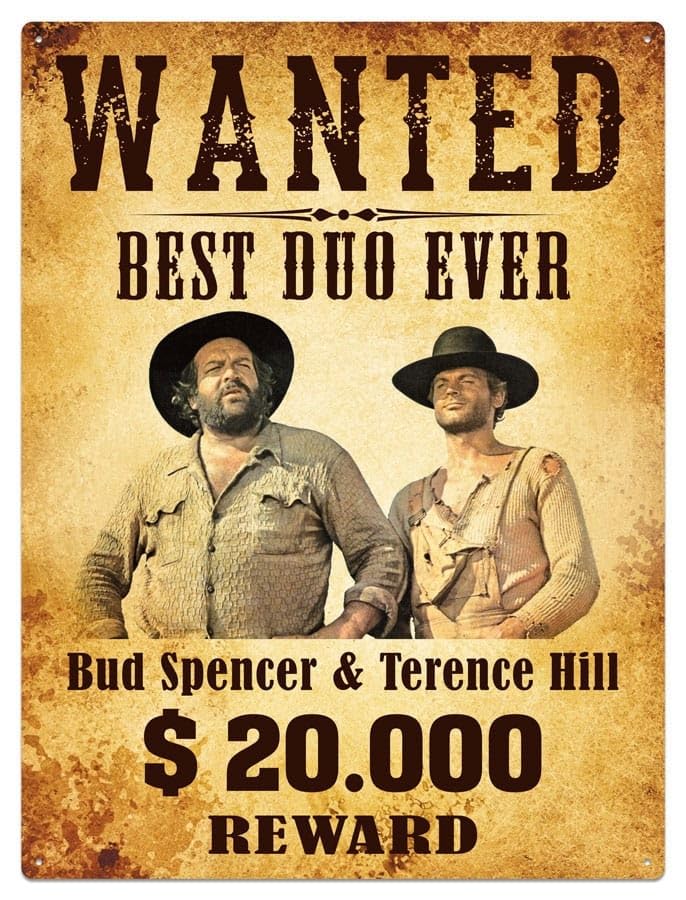 Targa in metallo con scritta "Bud Spencer und Terence Hill", 30 x 40 cm, 303/T002