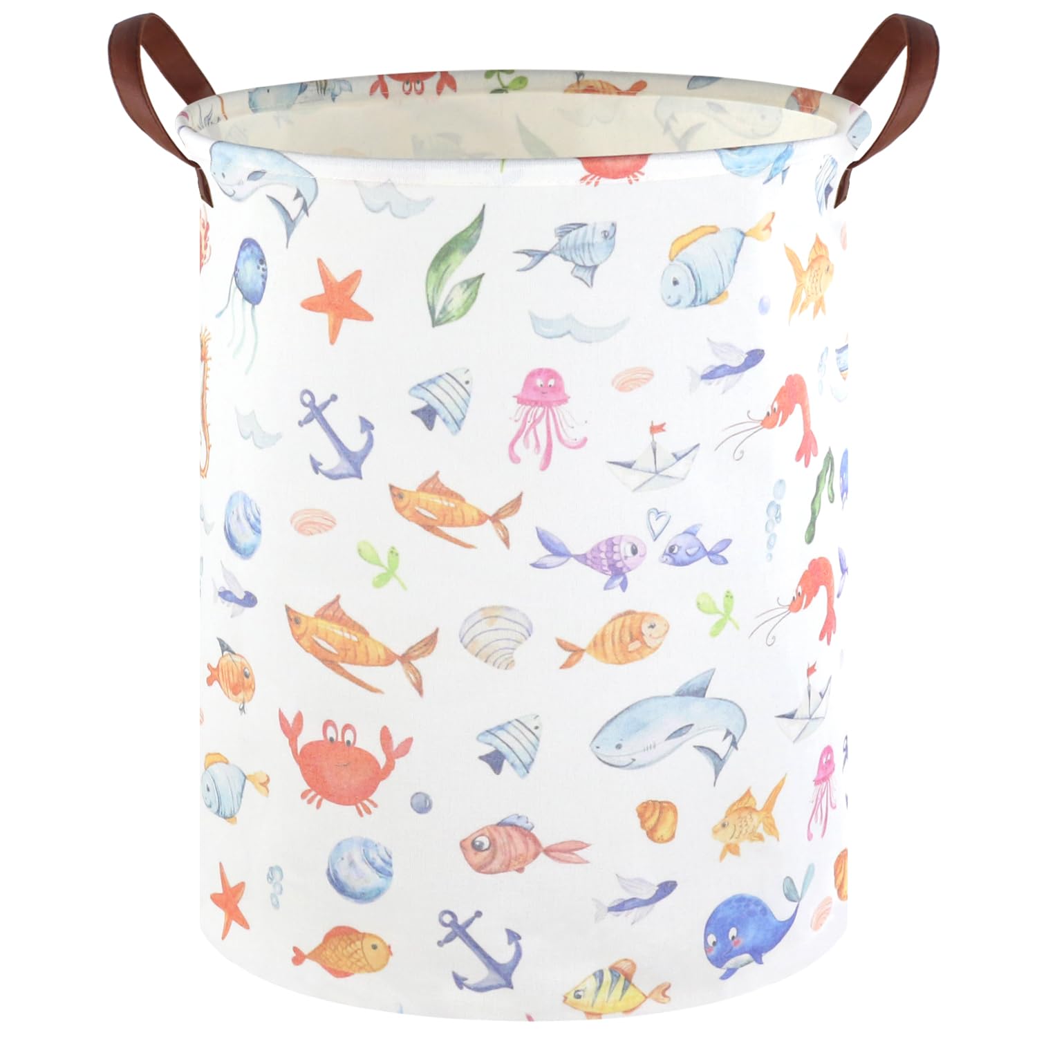 Marine animal kids waterproof foldable laundry basket,Fish Hamper,Nursery Hamper,Baby Storage Baskets for boy Room,Gift Baskets,Home Organizer,Nursery Decor(Fishes)