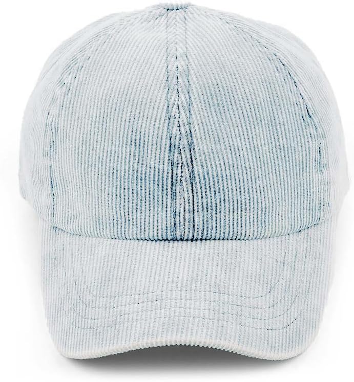 C.C Exclusives Stone Washed Corduroy Criss-Cross Ponytail Baseball Cap for Women, Adjustable High Bun Hat.