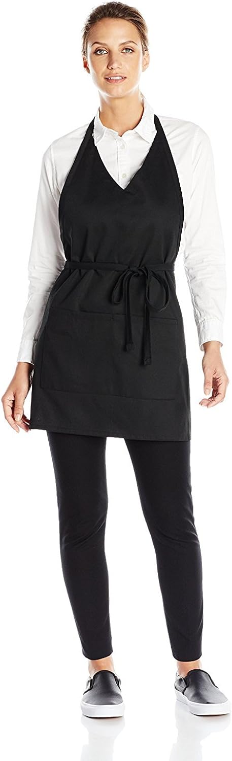 Uncommon Threads Unisex Formal V-Neck Bib Apron, 3 Pockets, Adjustable