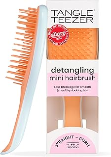 Tangle Teezer Ultimate Detangler Hairbrush, Eliminates Knots & Reduces Breakage, Mini Hair Brush for Travel, Small Hands & All Hair Types, Ice Blue & Sweet Orange