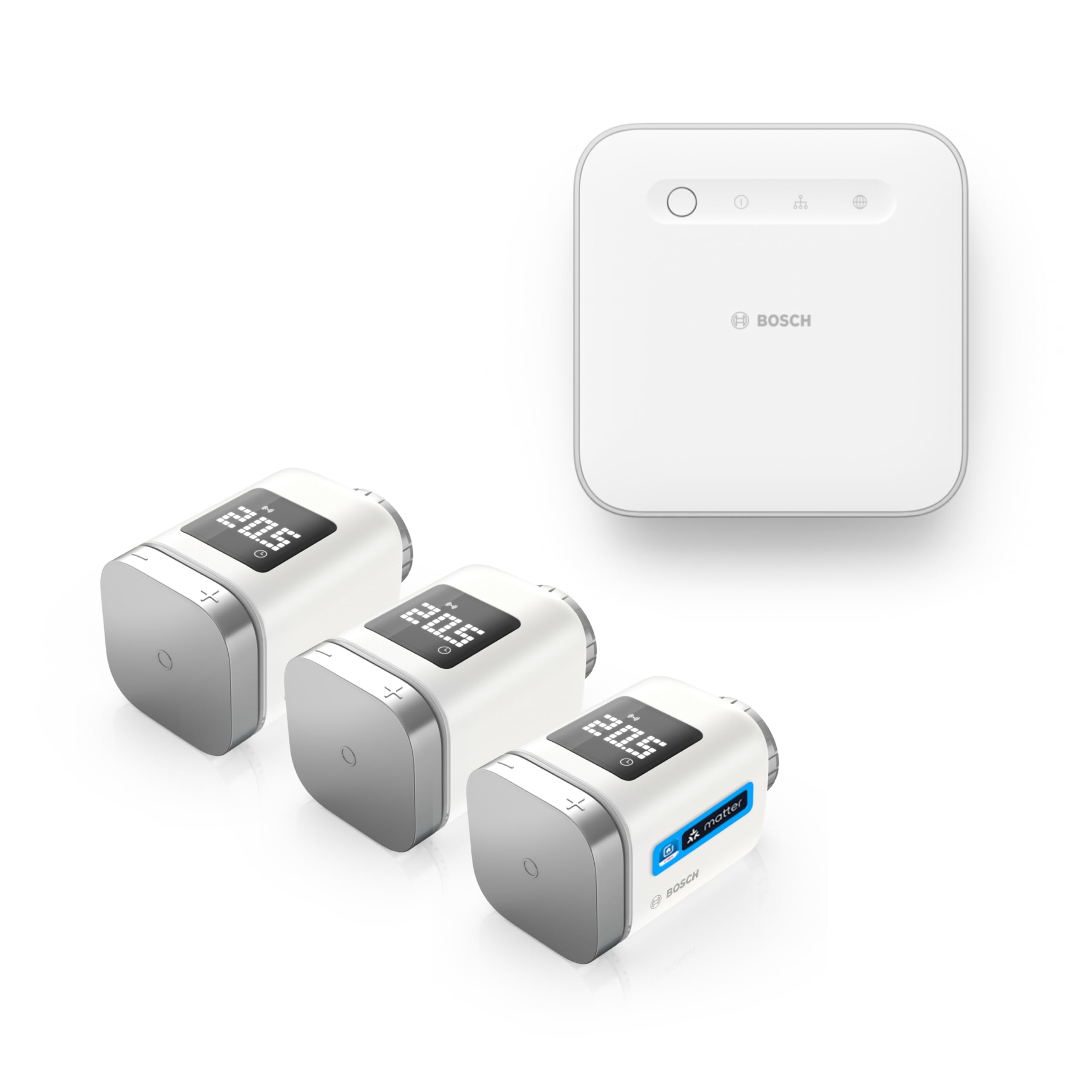 Bosch Smart Home kit básico de termostato inteligente de radiador, 1 controller II, 3 termostatos para radiadores II [+M]