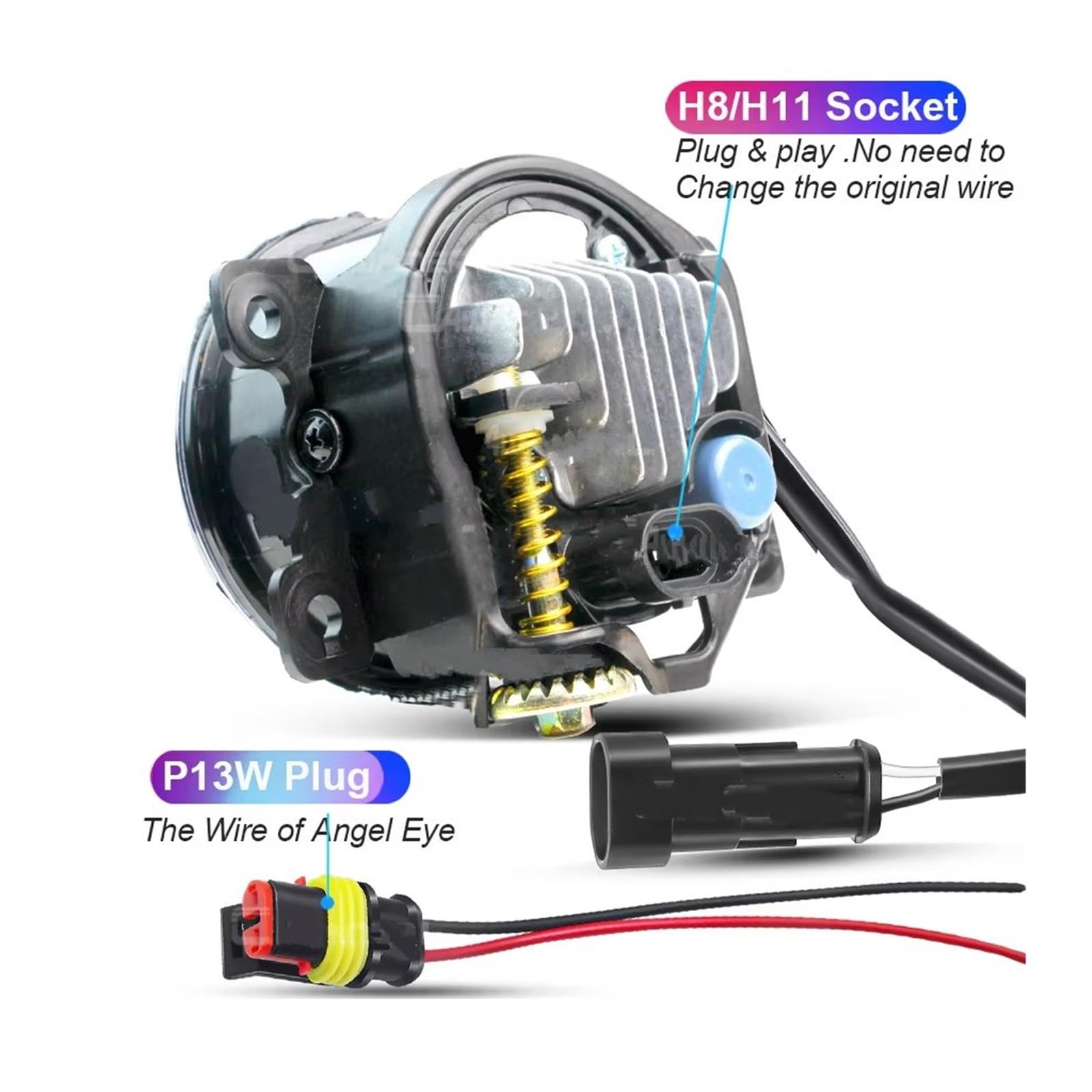 Genérico 2 Piezas Para Suzuki Para Swift Para Sport 07-20 30W 6000LM LED Antiniebla Angel Eye Diurna H11 Canbus Conjunto Lámpara Delantera DRL Faros Antiniebla