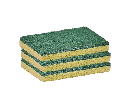 Scrubee Heavy Duty Scrub Sponge with Scouring Pad, Kitchen Dishwashing, Sink, Pot and Frying Pan Cellulose Scrubber Sponge Non Scratch. by Superio (6