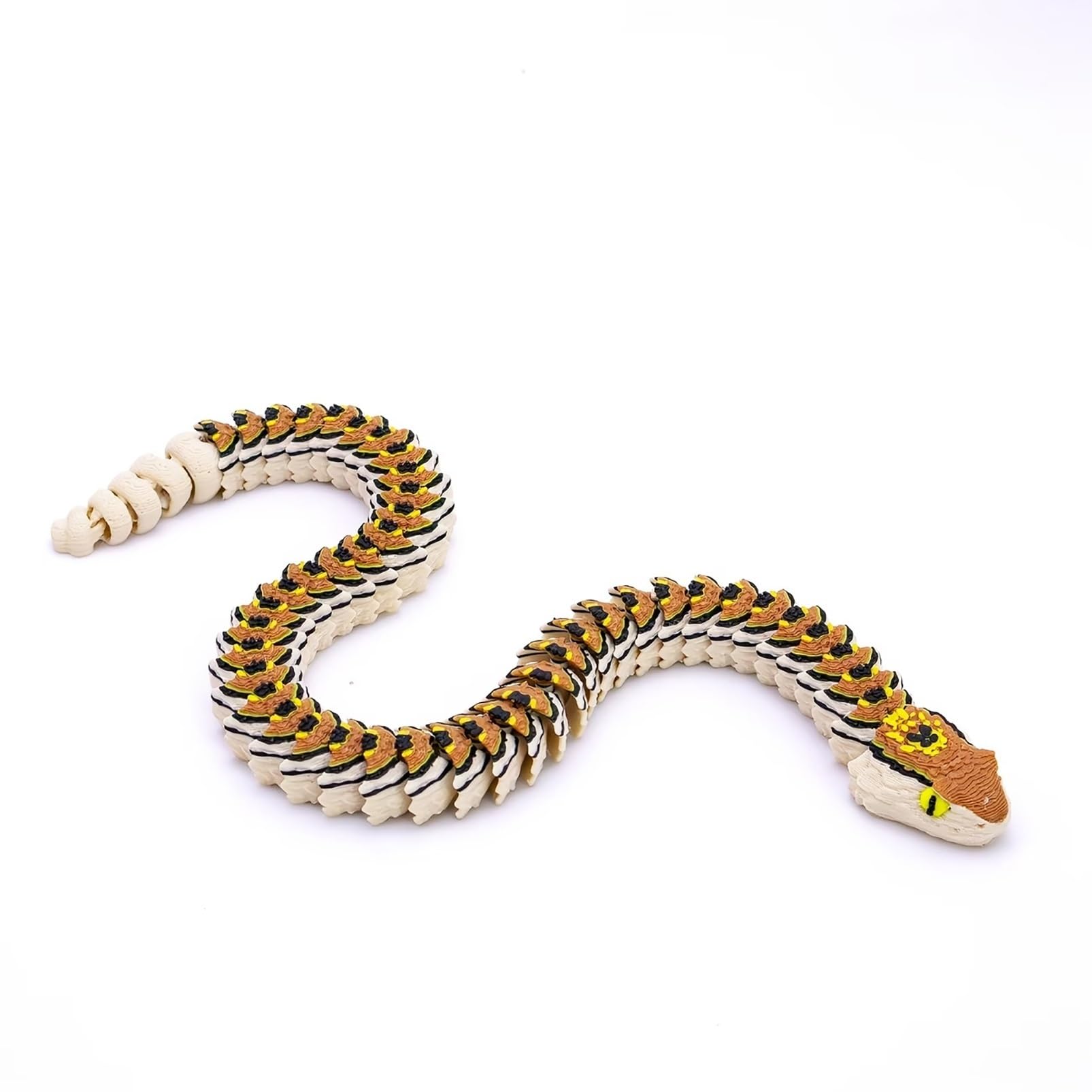 CASOME 3D Printed Articulated Rattlesnake Figurine, Flexible Snake Sculpture With Movable Joints, Realistic Reptile Display For Desk Decor, Shelf Decoration & Collection