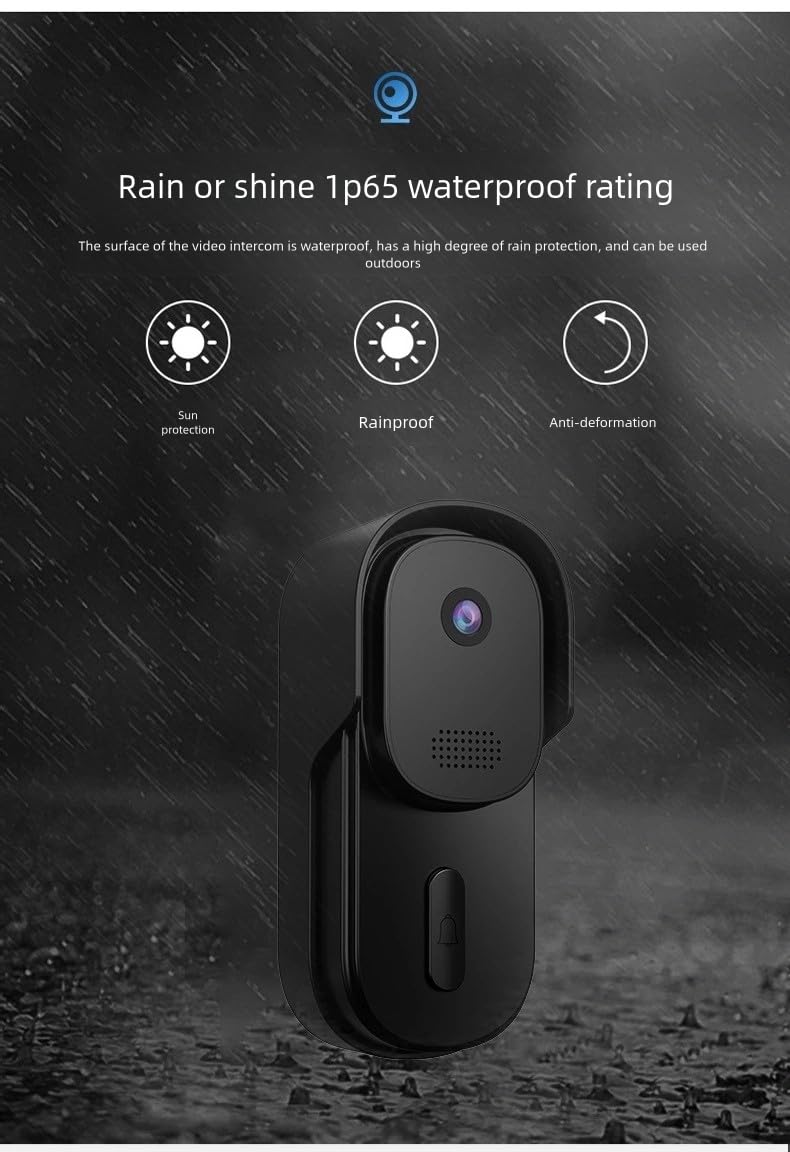 EverVigil TP-001 - Videocitofono wireless con touch screen da 2,4 GHz, Wi-Fi, con rilevamento del movimento AI, audio a 2 vie, visione notturna, archiviazione locale, alimentazione a batteria