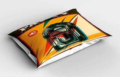 Miniatura 2 de Jukebox almohada Sham by ambesonne, impresión digital Retro. Fiesta temática de Old Antique Música Radio Set, tamaño estándar Impreso Funda de