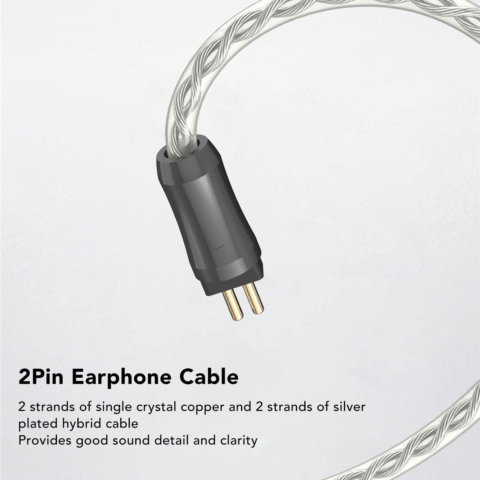 Câble de remplacement pour casque à 4 cœurs Remplacement de câble pour écouteurs à 2 broches avec prise de 2,5 mm 3,9 pieds