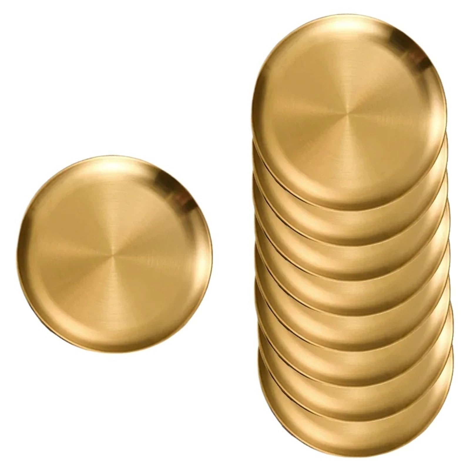 Bandeja de Servicio de Acero Inoxidable 8 Platos Redondos De Acero Inoxidable 20/23/26 Cm, Bandeja Poco Profunda, For Camping, Picnic, Utensilios Cocina(26cm)