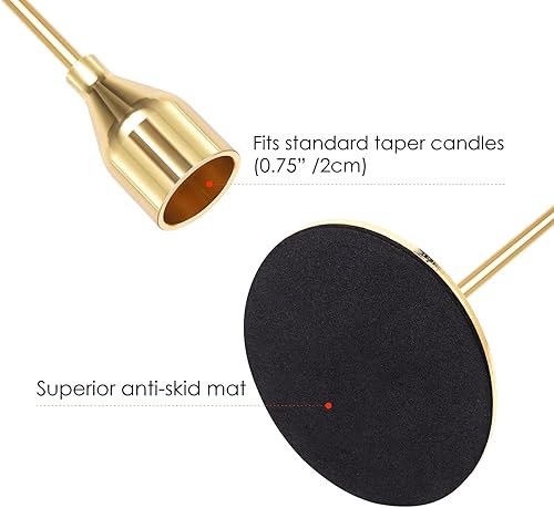 Miniatura 2 de PNAVMG Portavelas dorados para velas cónicas, juego de 6 modernos palitos decorativos para centro de mesa, boda, comedor, fiesta (velas no incluidas)