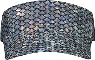 ELRoal Silver Fish Scale Printed Adult Sunscreen Visor Cap Lightweight and Breathable Adult Sun Visor Empty top hat Versatile Outdoor hat