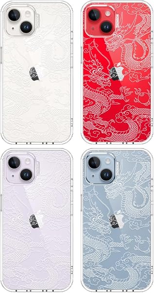 MOSNOVO iPhone 14 and iPhone 13 Case, Transparent Shockproof TPU Cover [Protection from Military Falls up to 2 m] [Anti-Skip Technology] - White Dragon - 3